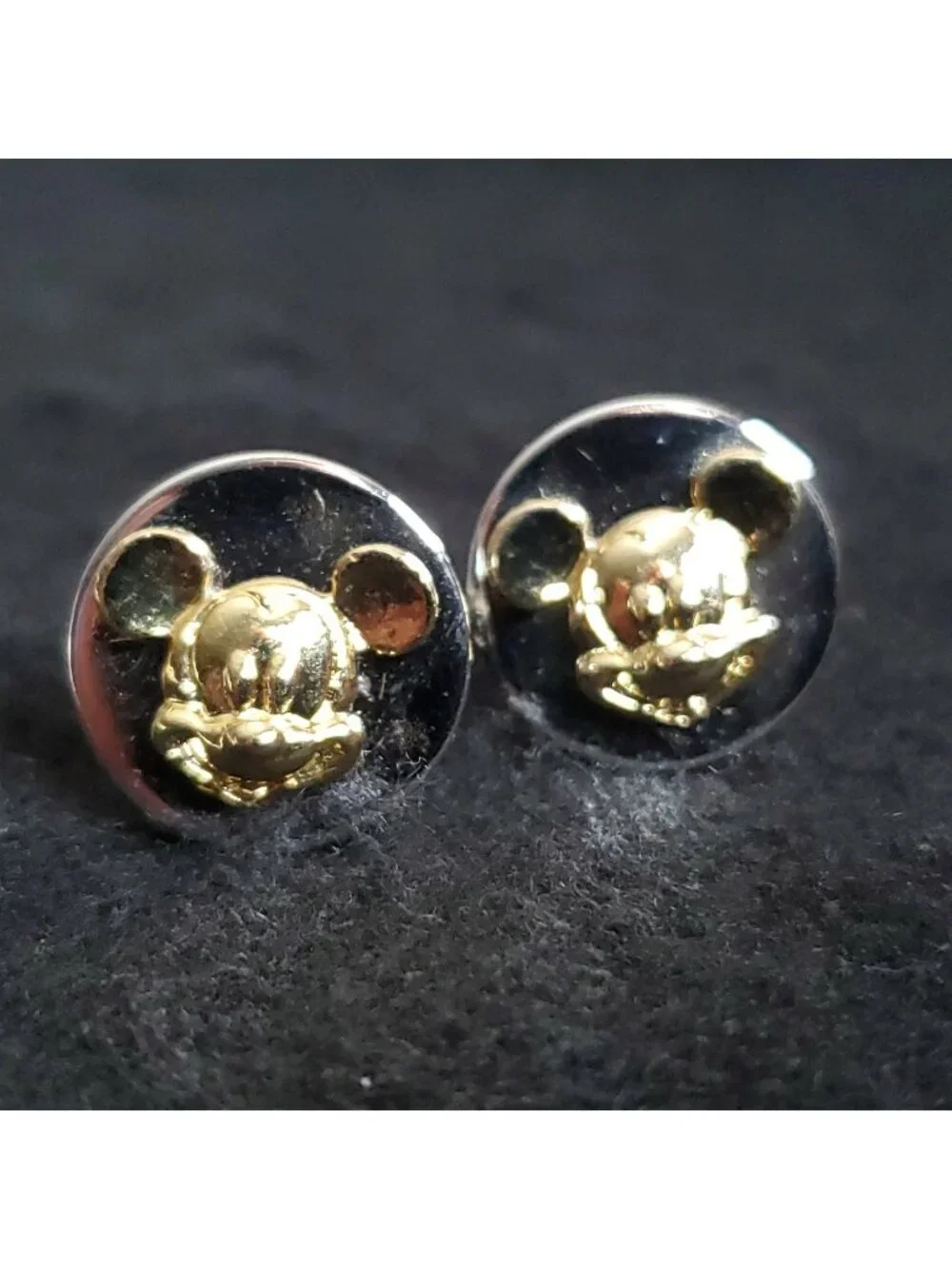 Disney Mickey Mouse Cufflinks Silver Gold Tone 3/4